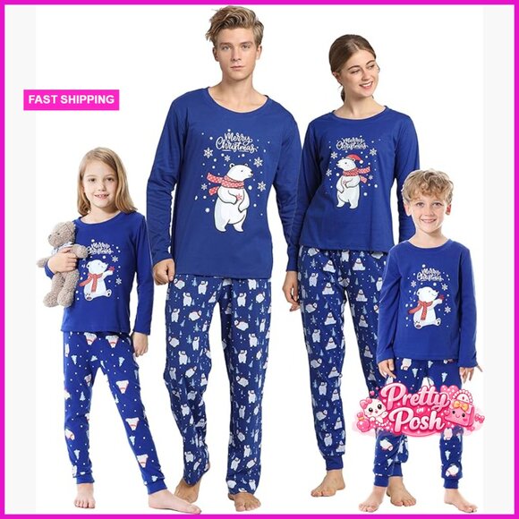 Cotton Polyester Pajama Set Christmas Sleepwear Family Matching